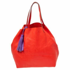Carolina Herrera Red Monogram Leather Matryoshka Tote Women