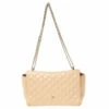 Carolina Herrera Beige Quilted Leather Chain Shoulder Bag Women
