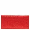 Carolina Herrera Rose Red Leather Logo Embossed Continental Flap Wallet Women