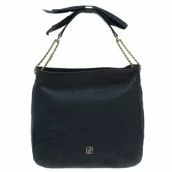 Carolina Herrera Black Leather Bow Hobo Women