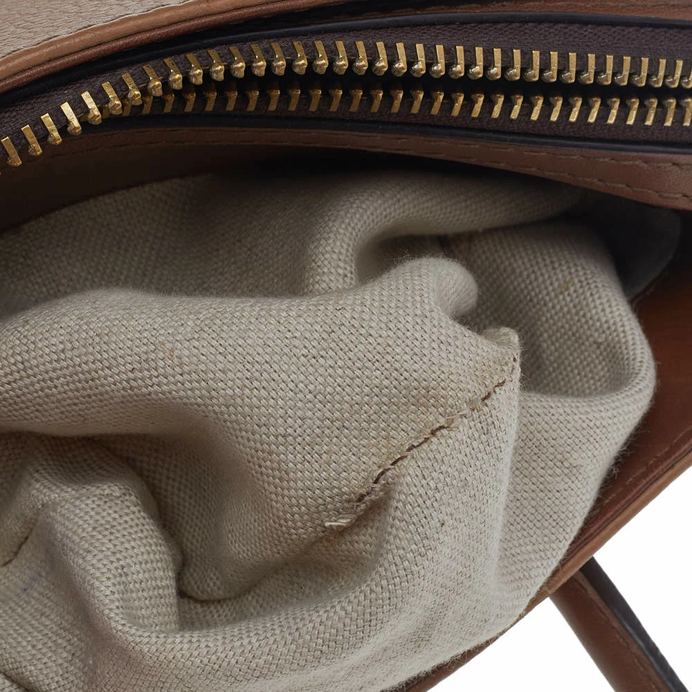 Carolina Herrera Brown/White Leather Satchel Women