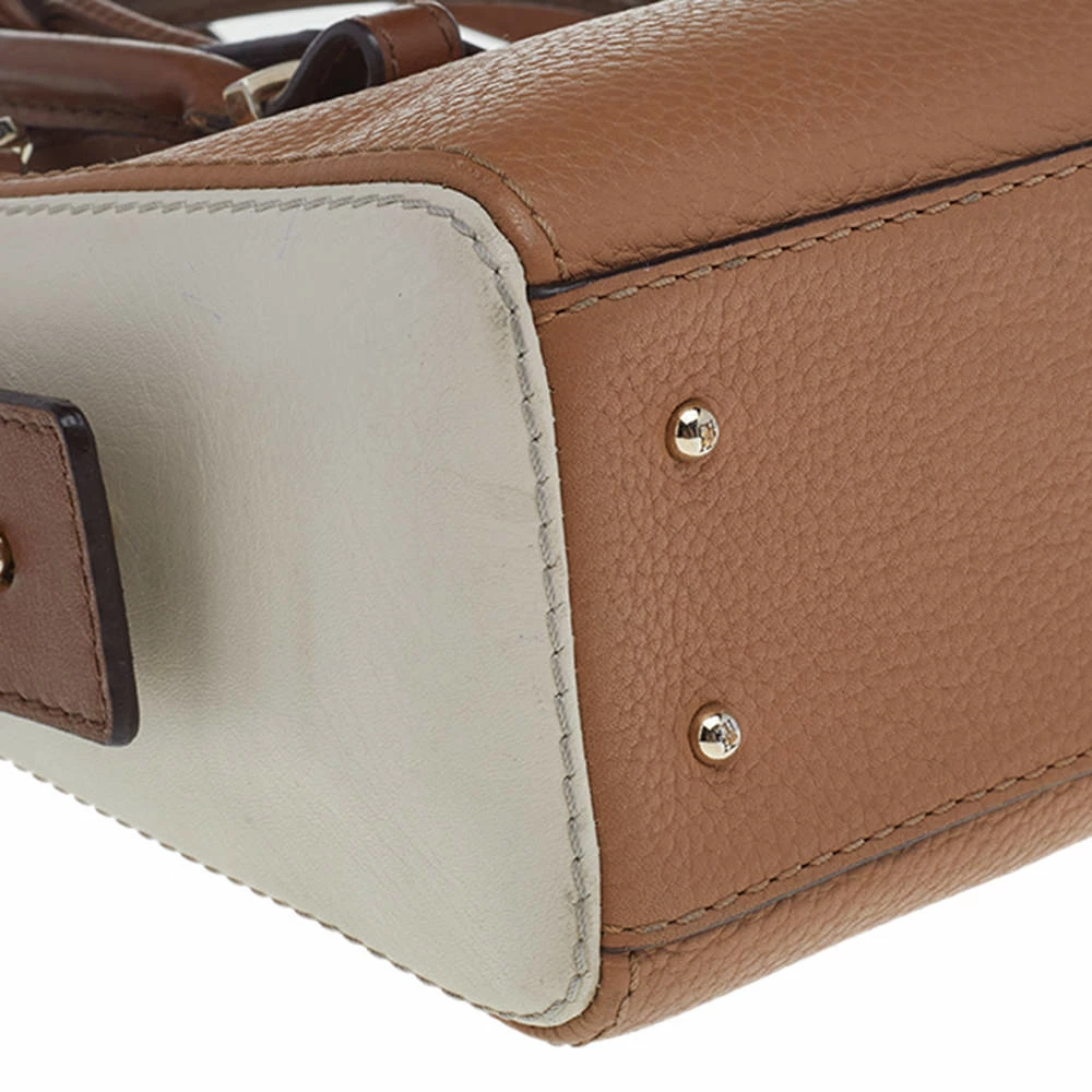 Carolina Herrera Brown/White Leather Satchel Women