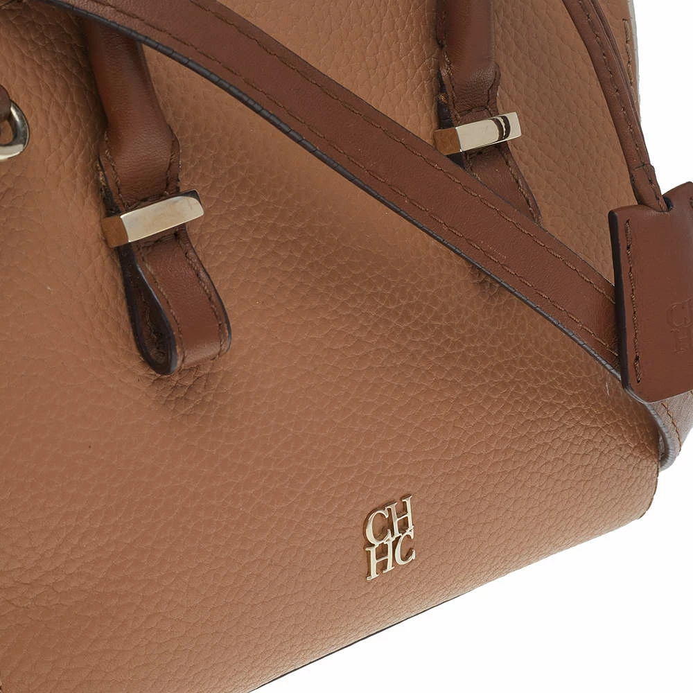 Carolina Herrera Brown/White Leather Satchel Women
