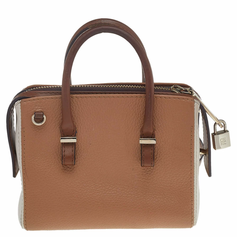 Carolina Herrera Brown/White Leather Satchel Women