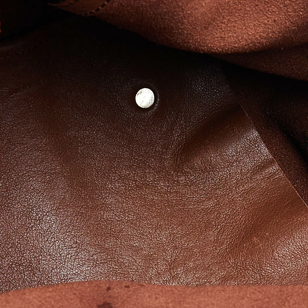 Carolina Herrera Brown Monogram Embossed Leather Tote Women