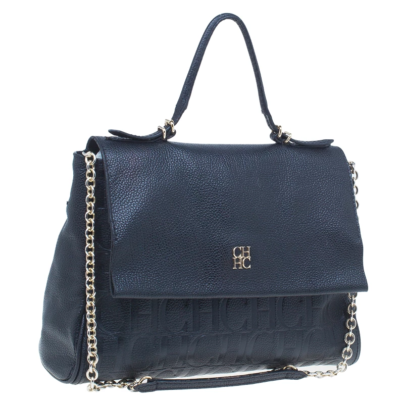 Carolina Herrera Black Leather Minueto Flap Bag Women