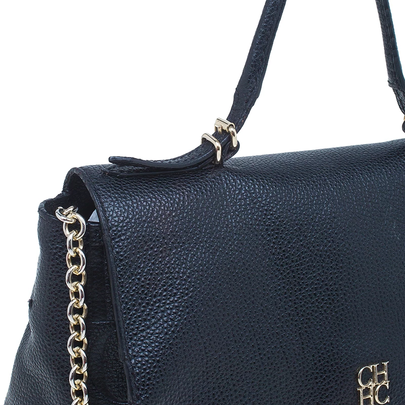 Carolina Herrera Black Leather Minueto Flap Bag Women