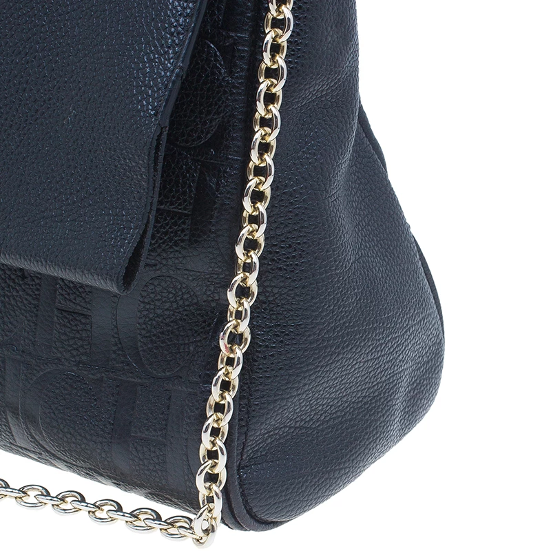 Carolina Herrera Black Leather Minueto Flap Bag Women