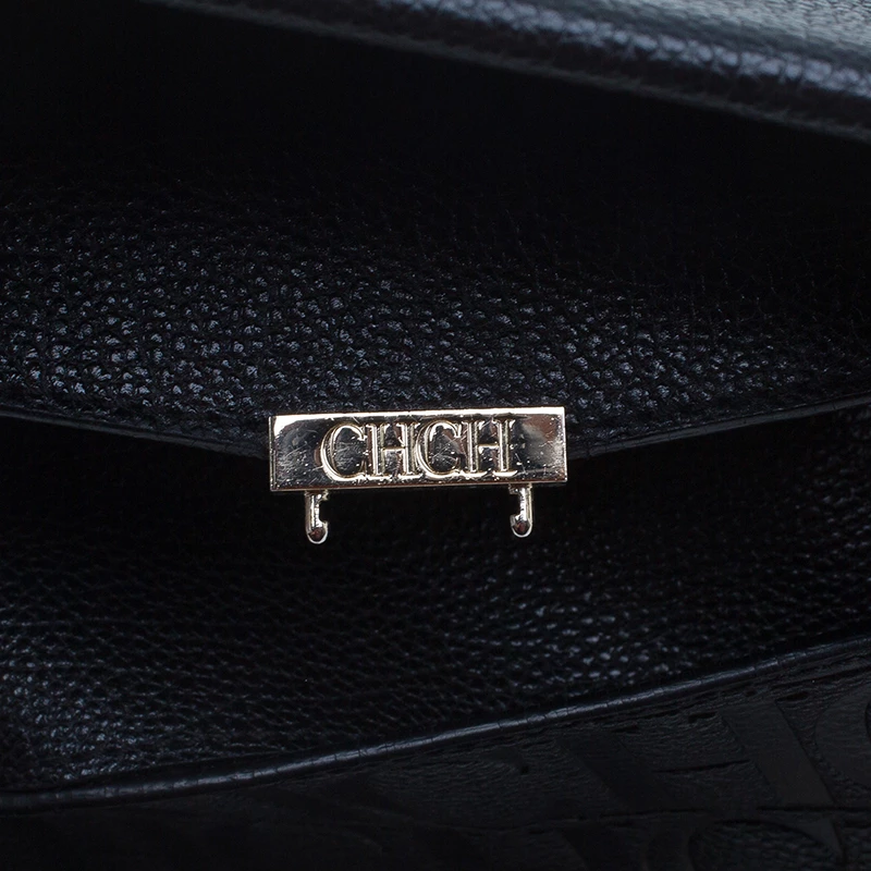 Carolina Herrera Black Leather Minueto Flap Bag Women