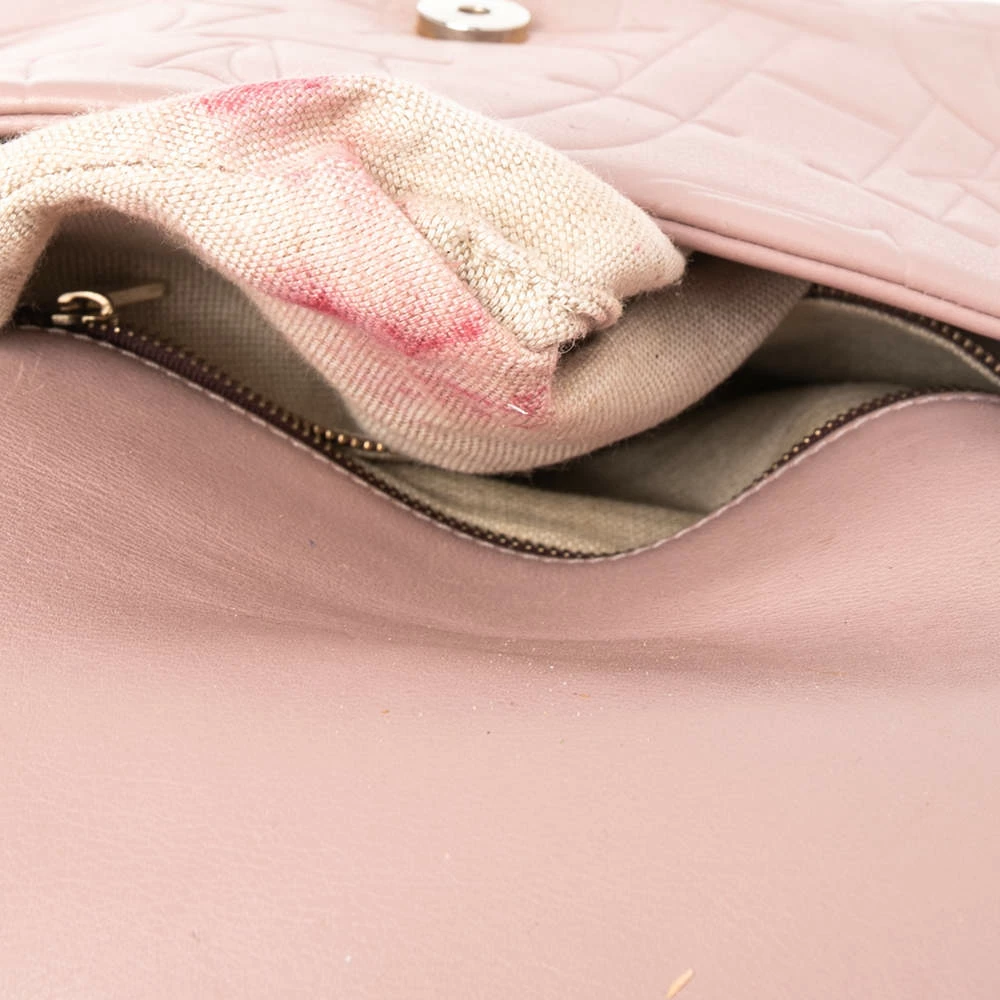 Carolina Herrera Pink Monogram Embossed Leather Top Handle Bag Women