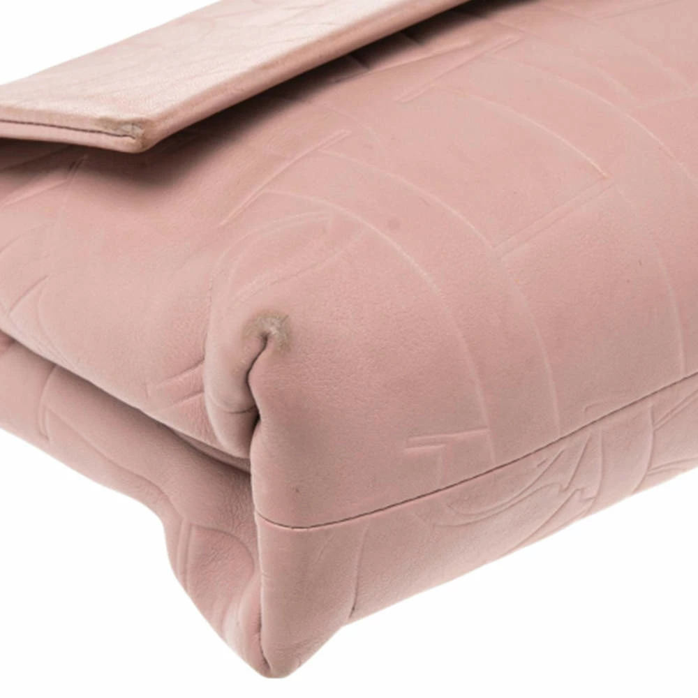 Carolina Herrera Pink Monogram Embossed Leather Top Handle Bag Women