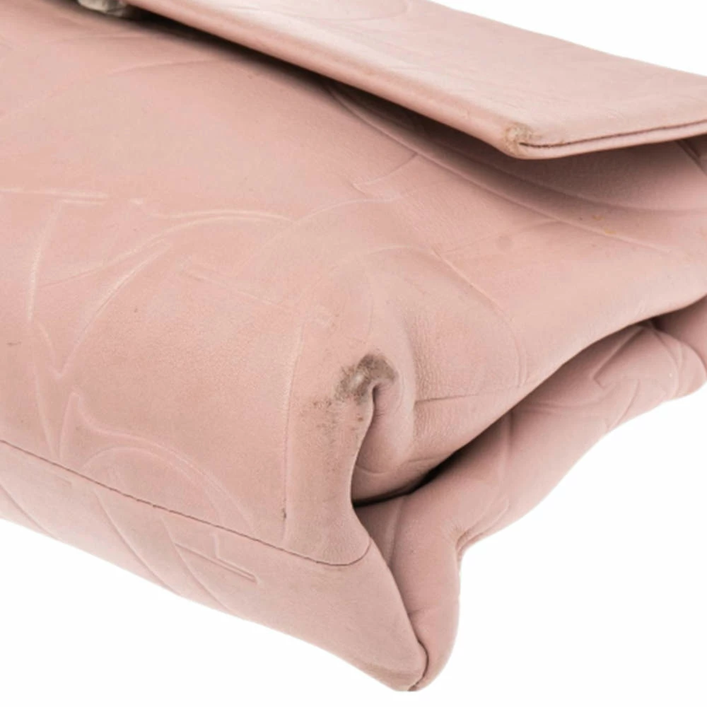 Carolina Herrera Pink Monogram Embossed Leather Top Handle Bag Women