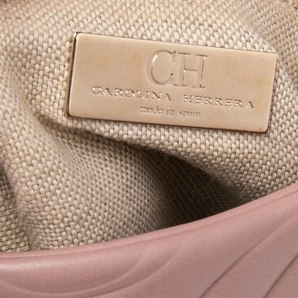 Carolina Herrera Pink Monogram Embossed Leather Top Handle Bag Women