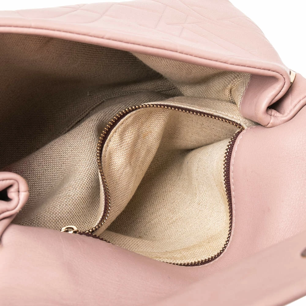 Carolina Herrera Pink Monogram Embossed Leather Top Handle Bag Women