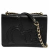 Carolina Herrera Black Leather Flap Shoulder Bag Women