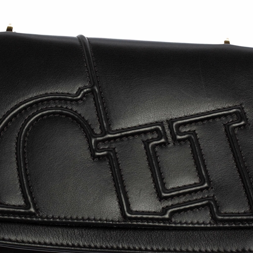 Carolina Herrera Black Leather Flap Shoulder Bag Women