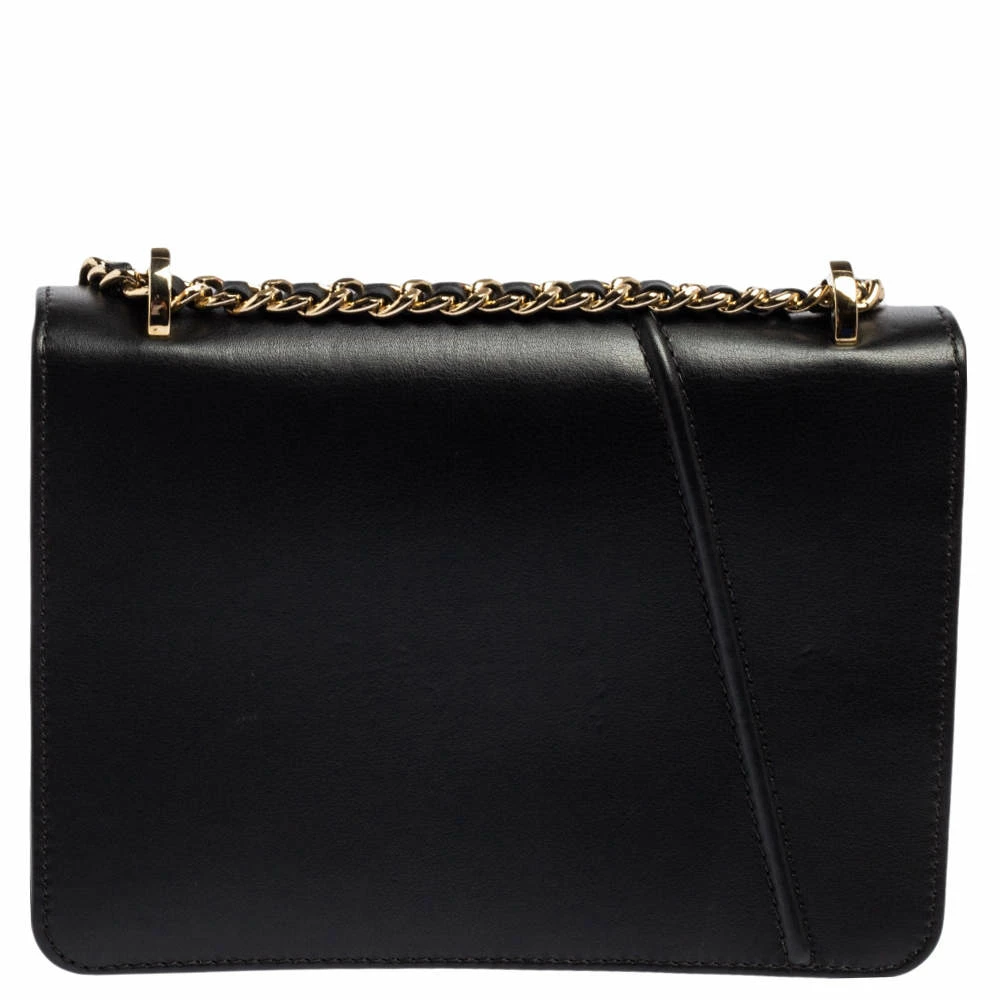 Carolina Herrera Black Leather Flap Shoulder Bag Women