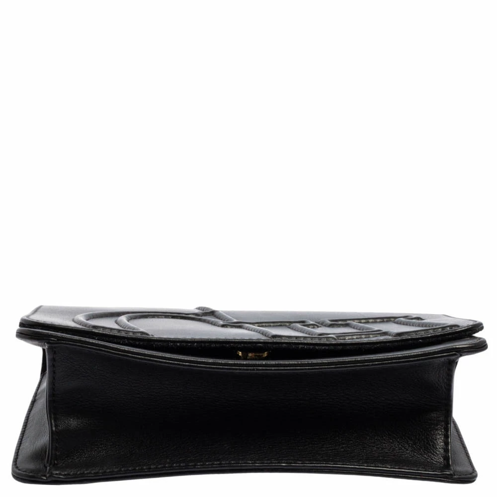 Carolina Herrera Black Leather Flap Shoulder Bag Women