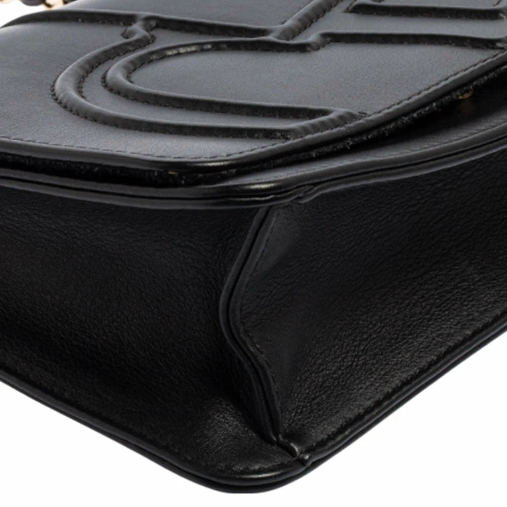 Carolina Herrera Black Leather Flap Shoulder Bag Women