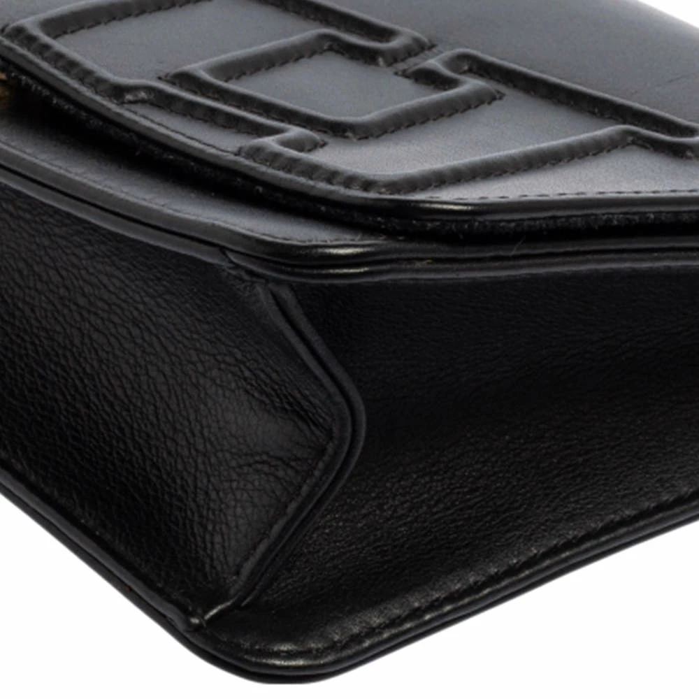 Carolina Herrera Black Leather Flap Shoulder Bag Women