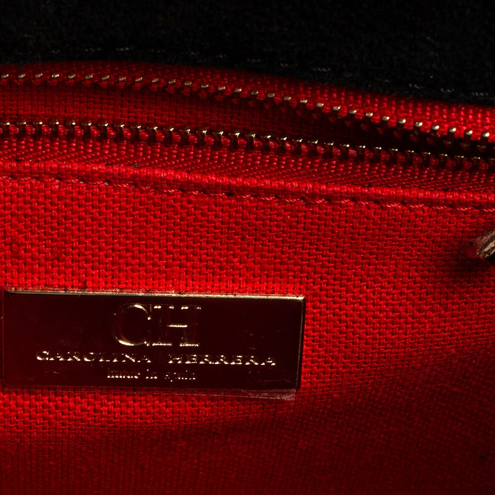 Carolina Herrera Black Leather Flap Shoulder Bag Women