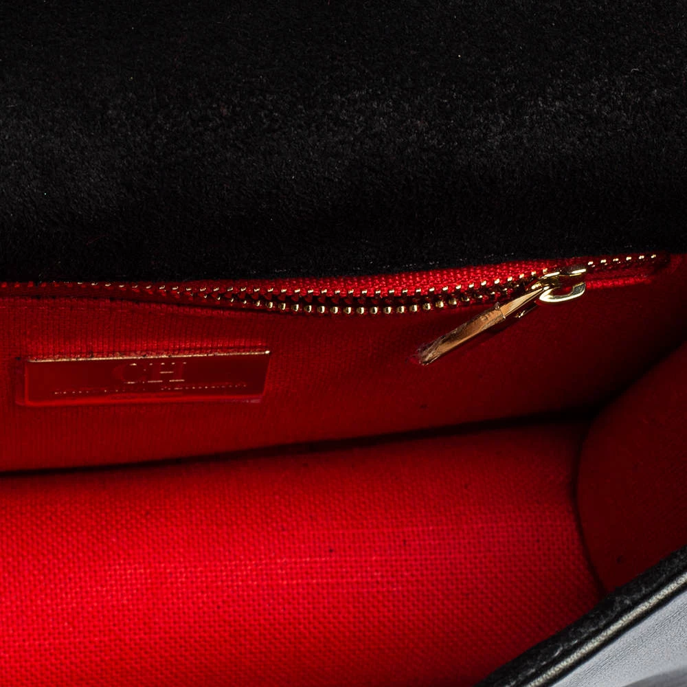 Carolina Herrera Black Leather Flap Shoulder Bag Women