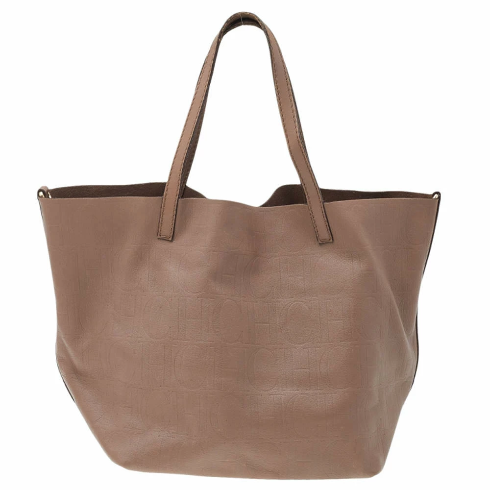 Carolina Herrera Beige Monogram Leather Matryoshka Tote Women