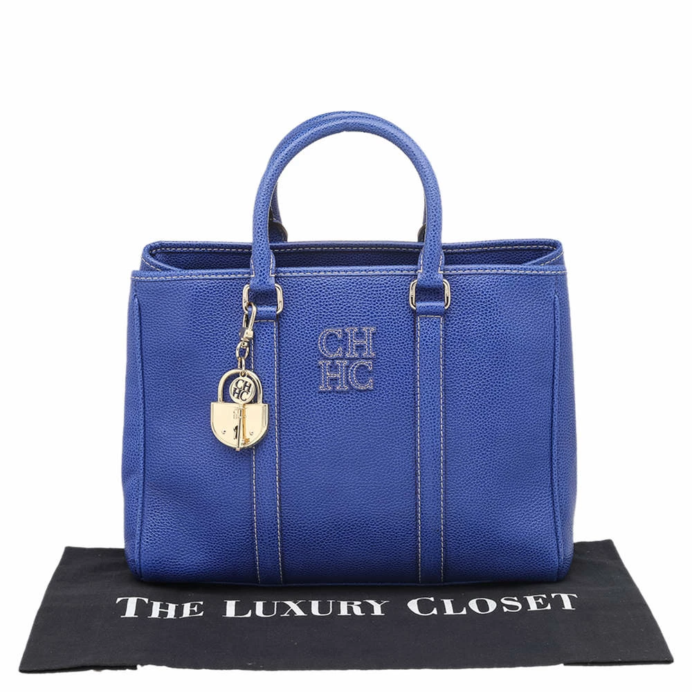 Carolina Herrera Blue Leather Tote Women