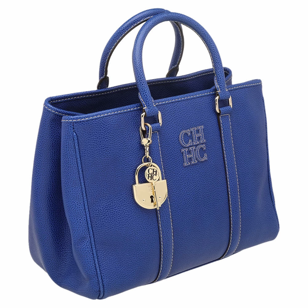 Carolina Herrera Blue Leather Tote Women