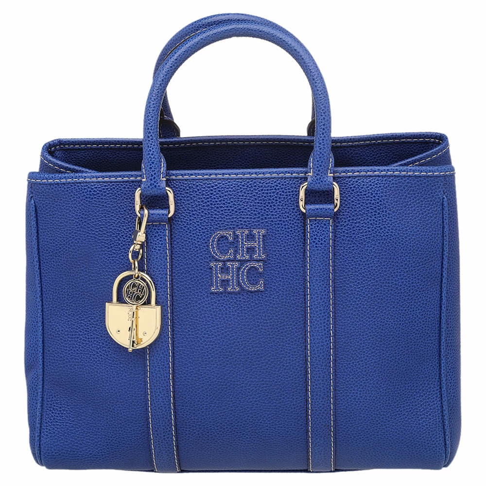 Carolina Herrera Blue Leather Tote Women
