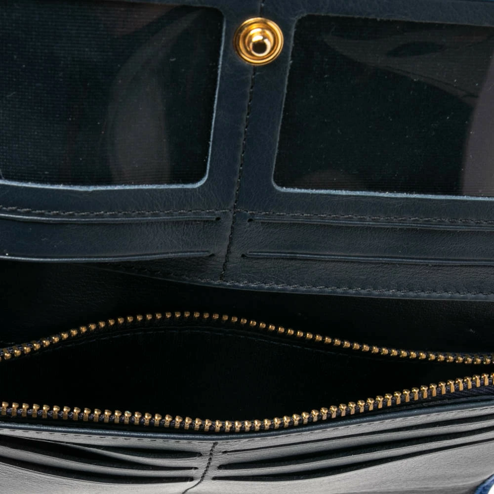 Carolina Herrera Blue Quilted Leather Long Trifold Wallet Women