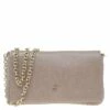 Carolina Herrera Beige Leather Chain Clutch Women