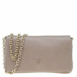 Carolina Herrera Beige Leather Chain Clutch Women