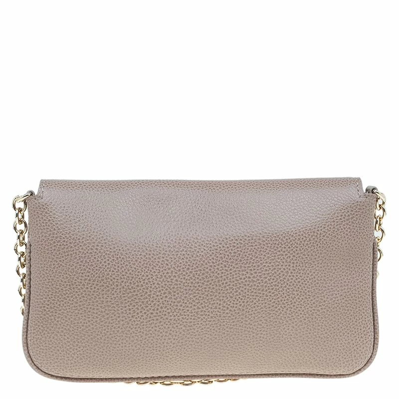 Carolina Herrera Beige Leather Chain Clutch Women