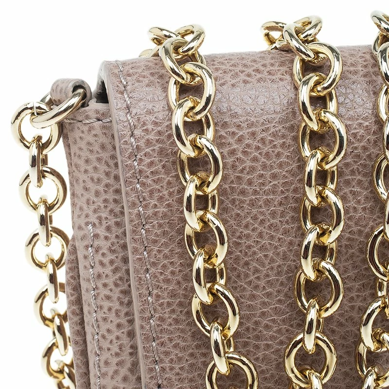 Carolina Herrera Beige Leather Chain Clutch Women