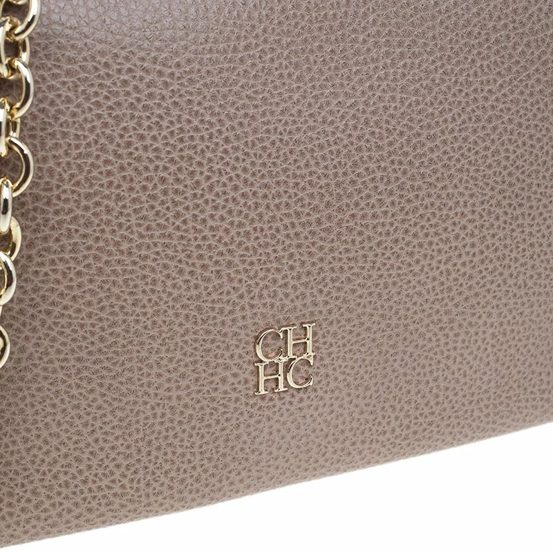Carolina Herrera Beige Leather Chain Clutch Women