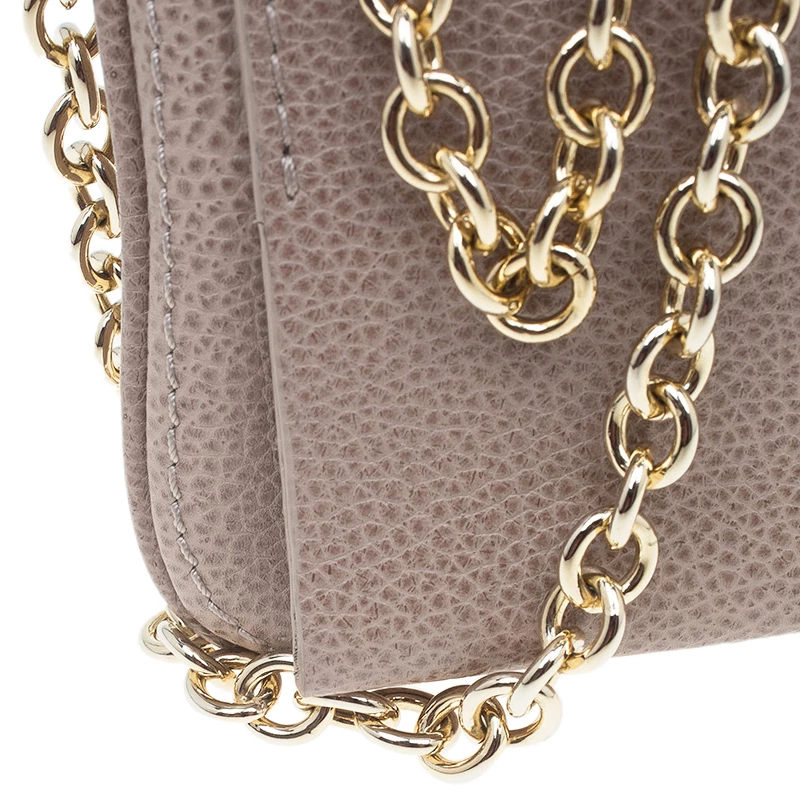 Carolina Herrera Beige Leather Chain Clutch Women