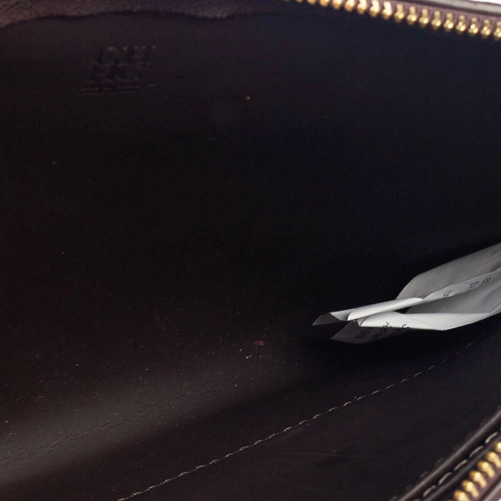 Carolina Herrera Burgundy/Brown Monogram PVC and Leather Crossbody Bag Women