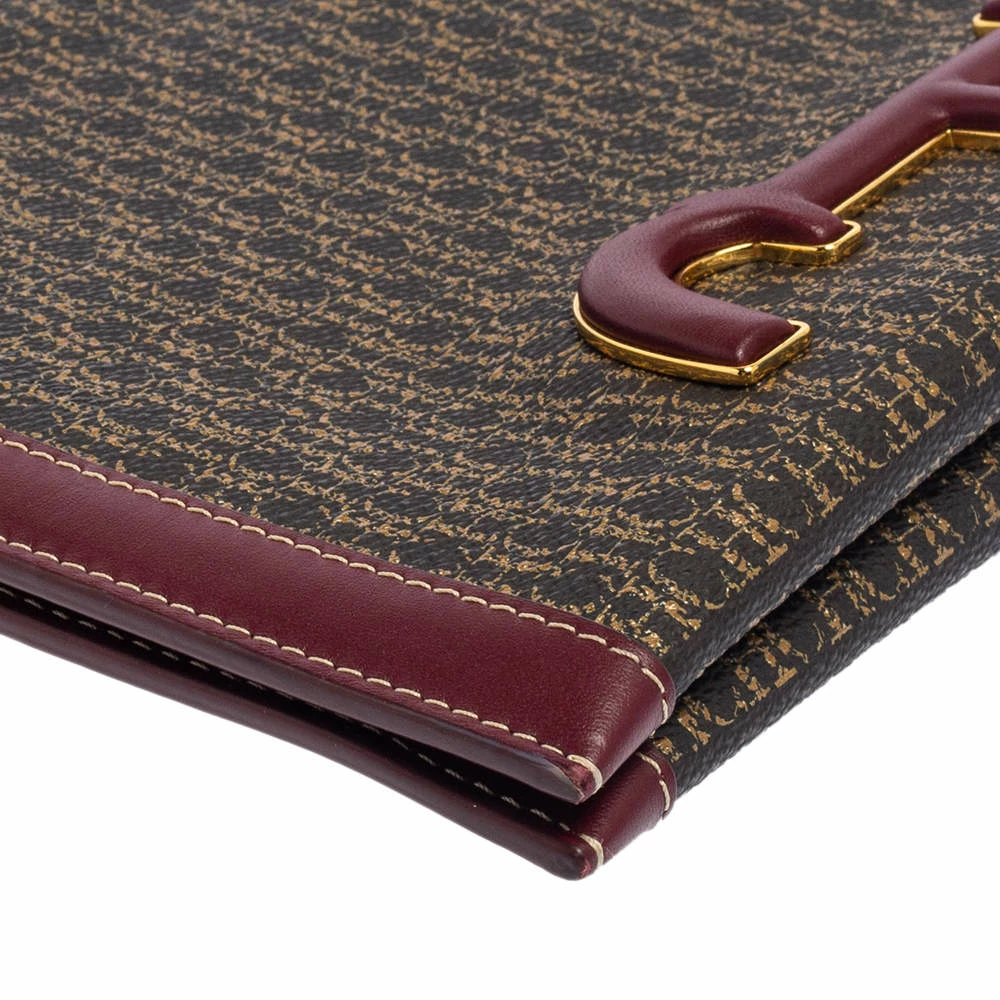 Carolina Herrera Burgundy/Brown Monogram PVC and Leather Crossbody Bag Women