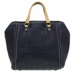 Carolina Herrera Black Monogram Leather Andy Tote Women