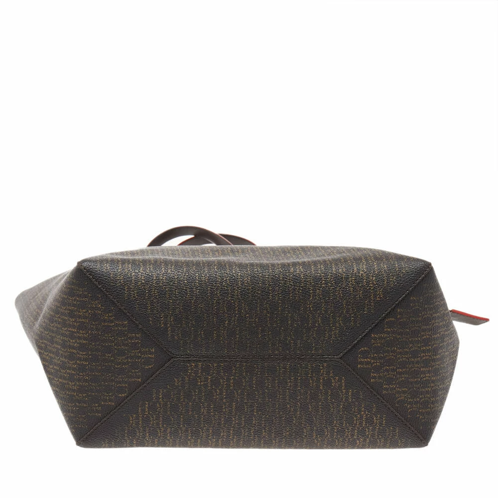 Carolina Herrera Dark Brown Monogram Leather Shopper Tote Women
