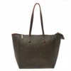 Carolina Herrera Dark Brown Monogram Leather Shopper Tote Women