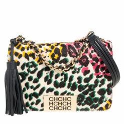 Carolina Herrera Multicolor Calf Hair Tassel Shoulder Bag Women