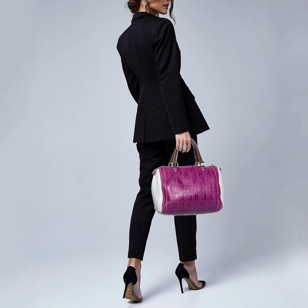 Carolina Herrera Tricolor Signature Embossed Leather Andy Boston Bag Women - Multicolor 2 Carolina Herrera Tricolor Signature Embossed Leather Andy Boston Bag Women - Multicolor - Image 2