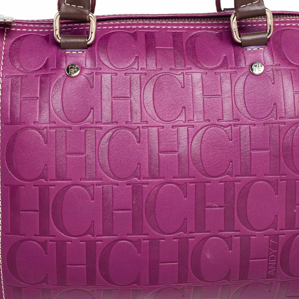 Carolina Herrera Tricolor Signature Embossed Leather Andy Boston Bag Women - Multicolor 5 Carolina Herrera Tricolor Signature Embossed Leather Andy Boston Bag Women - Multicolor - Image 5