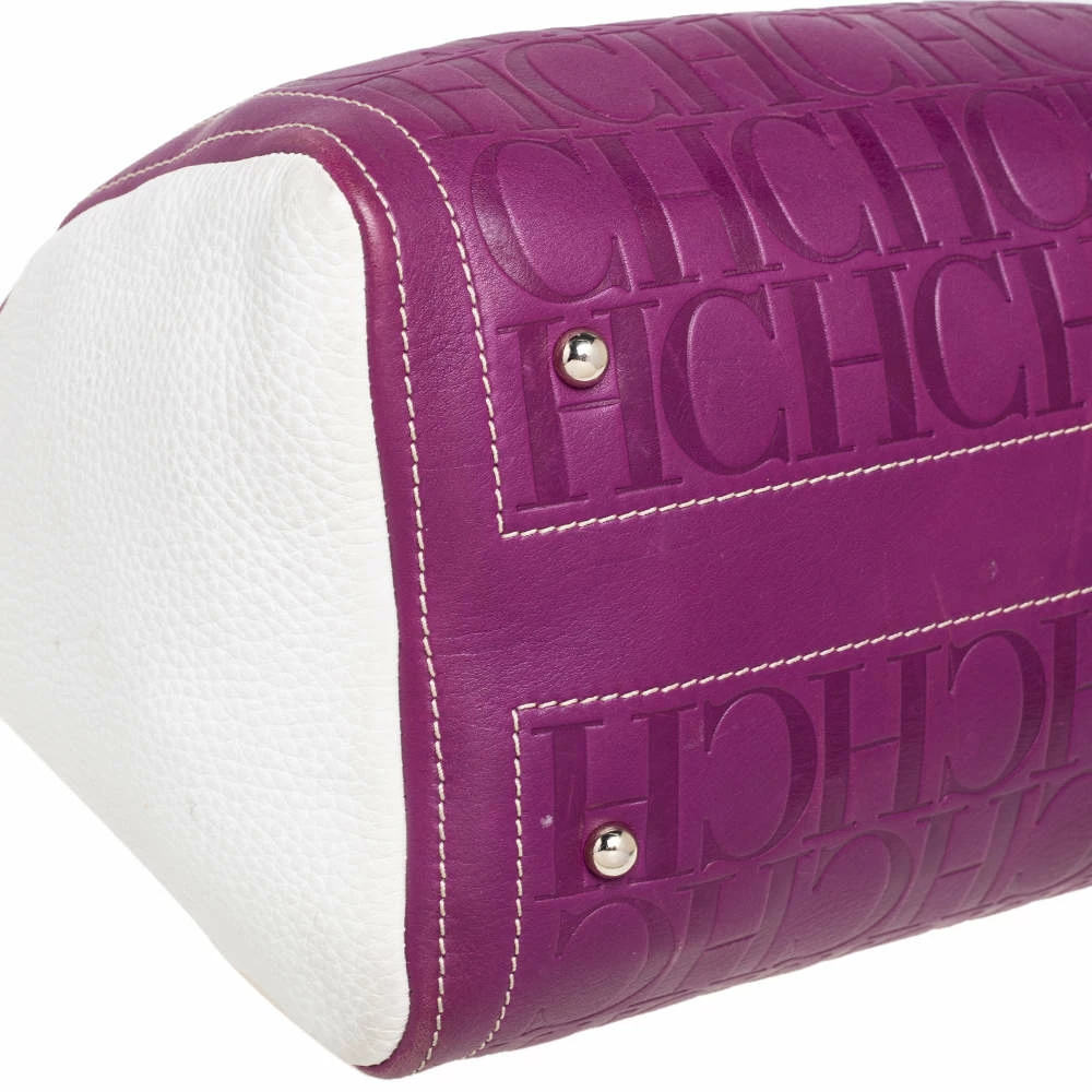 Carolina Herrera Tricolor Signature Embossed Leather Andy Boston Bag Women - Multicolor 10 Carolina Herrera Tricolor Signature Embossed Leather Andy Boston Bag Women - Multicolor - Image 10