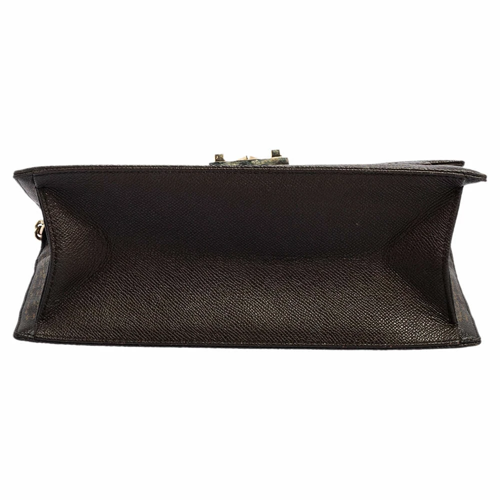 Carolina Herrera Dark Brown Signature Coated Canvas and Leather Carry on Shoulder Bag Women