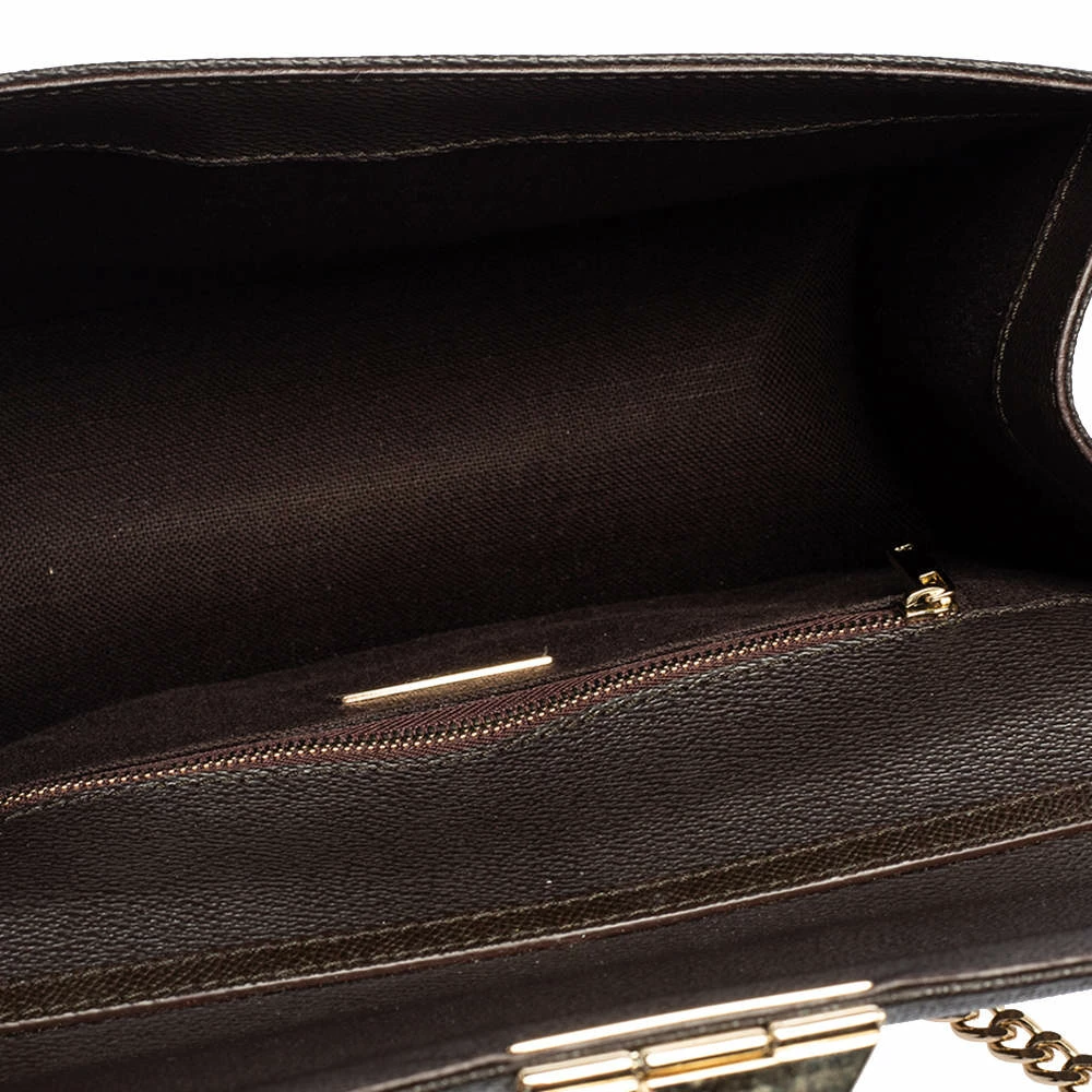 Carolina Herrera Dark Brown Signature Coated Canvas and Leather Carry on Shoulder Bag Women