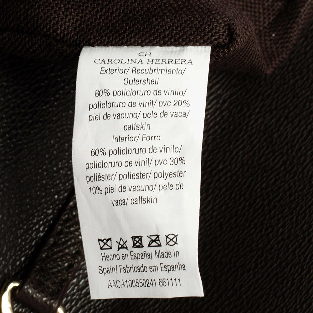 Carolina Herrera Dark Brown Signature Coated Canvas and Leather Carry on Shoulder Bag Women