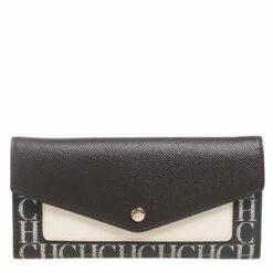 Carolina Herrera Beige/Brown Leather Envelope Wallet Women